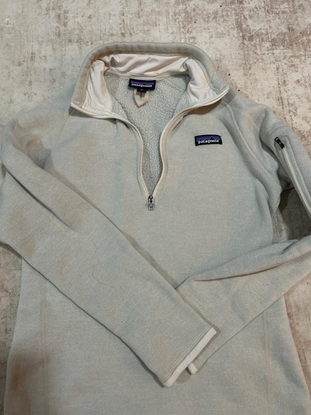 Patagonia womens Cream Half-Zip Sherpa Fleece Pullover